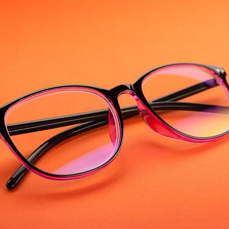 Farbenfrohe Brillenfassung, Pink-Schwarz
